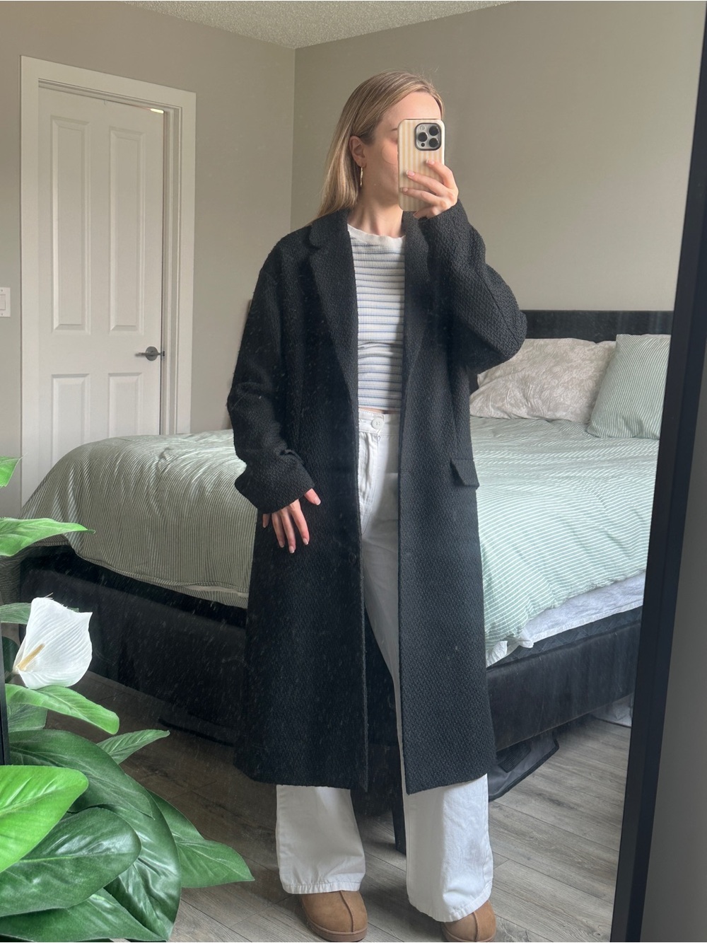 Oversized Long Black Peacoat - XS